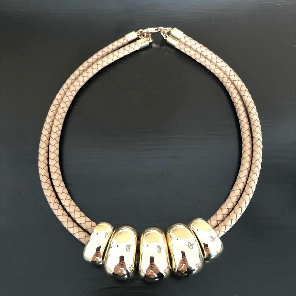 QVC Gold and Tan Statement Necklace